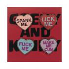 Geeky & Kinky Heart Pin 4-pack (spank Me, Lick Me, F*ck Me, Make Me Cum) Sex Toy Product