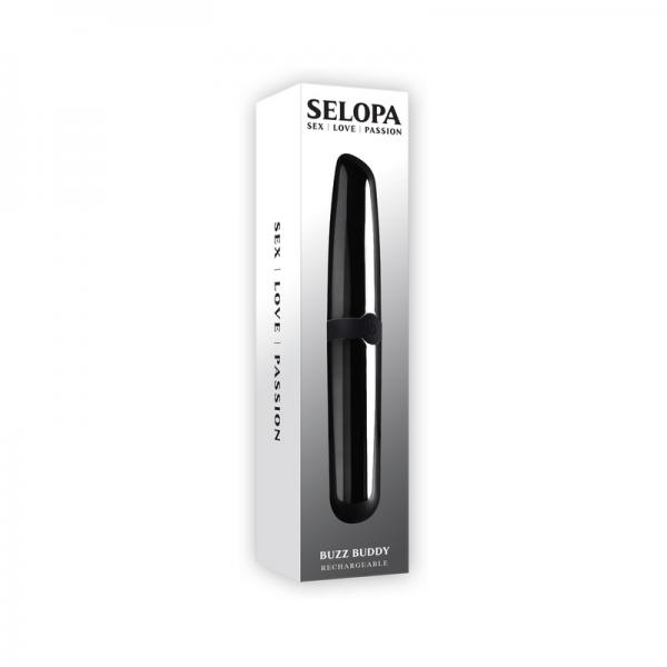Selopa Buzz Buddy Rechargeable Vibe Silicone Black Chrome Sex Toy Product
