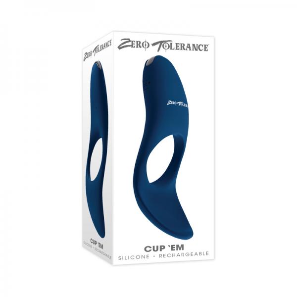 Zero Tolerance Cup 'em Rechargeable Ball Cup C-ring Silicone Blue Sex Toy Product