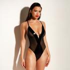 Oh L L Chri Finesse Soft Cup Open Back Vinyl And Mesh Teddy With Barbell Trim S/m Sex Toy Product