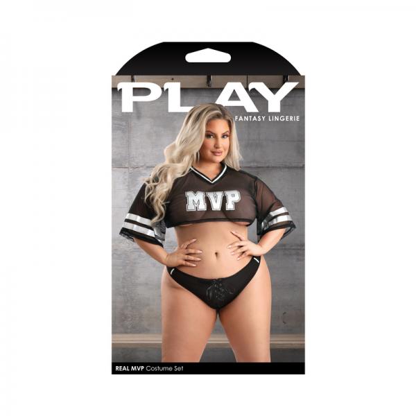 Fantasy Lingerie Play Real Mvp Cropped Jersey Top & Lace Up Panty Costume 3xl/4xl Sex Toy Product