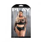 Fantasy Lingerie Play Easy Rider Open Cup Bra, Long Sleeve Fishnet Top, Panty, Choker, Gloves, Banda Sex Toy Product