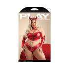 Fantasy Lingerie Play Haute In Here Front Zip Harness Top And Panty, Arm Bands & Headband Costume 3x Sex Toy Product
