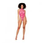 Dreamgirl Flocked Heart Stretch Mesh And Stretch Vinyl Halter Teddy Peony L Sex Toy Product