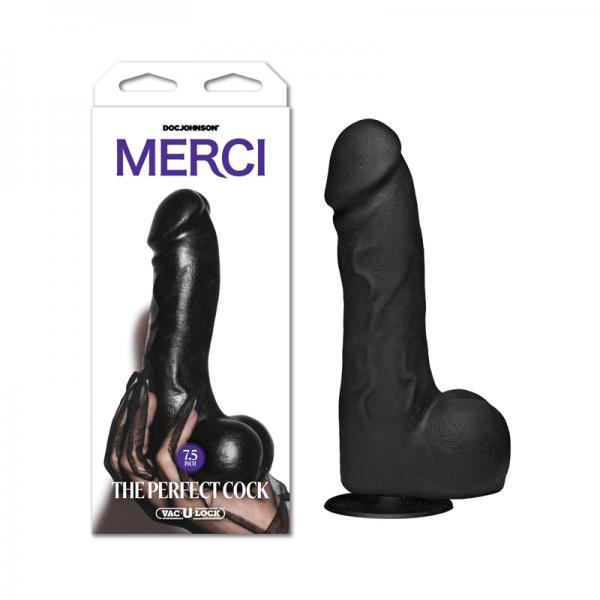 Merci The Perfect Cock With Removable Vac-u-lock Suction Cup 7.5in Black Sex Toy Product