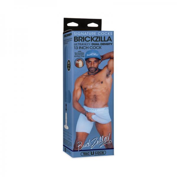 Signature Cocks Brickzilla Ultraskyn Cock With Removable Vac-u-lock Suction Cup 13in Chocolate Sex Toy Product