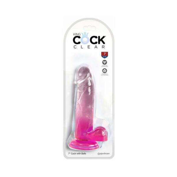 King Cock Clear With Balls 7in Pink Sex Toy Product