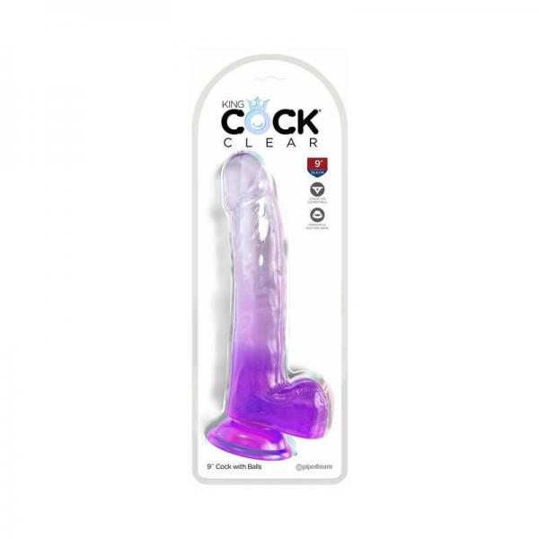 King Cock Clear With Balls 9in Purple Sex Toy Product