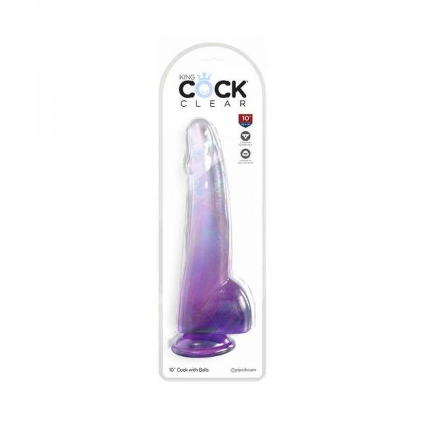 King Cock Clear With Balls 10inpurple Sex Toy Product