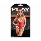 Fantasy Lingerie Play Holidazed Sheer Sparkle Mesh Teddy With Faux Fur Trim, Belt & Santa Hat Red L/ Sex Toy Product