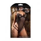 Fantasy Lingerie Vixen Next Level Strappy Crotchless Teddy With Lace Underwire Cups Black L/xl Sex Toy Product