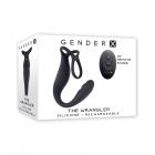 Gender X The Wrangler Rechargeable Silicone Vibrating C-ring With Remote Black Sex Toy Product