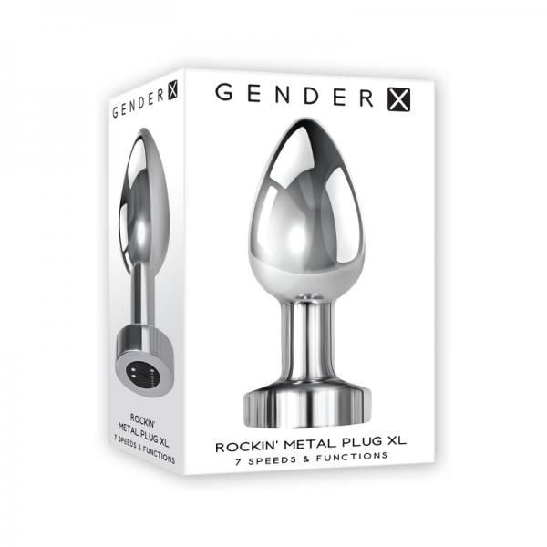 Gender X Rockin' Metal Plug Xl Rechargeable Vibrating Anal Plug Aluminum Silver Sex Toy Product