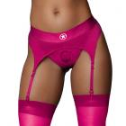 Ouch! Vibrating Strap-on Thong With Adjustable Garters Pink M/l Sex Toy Product