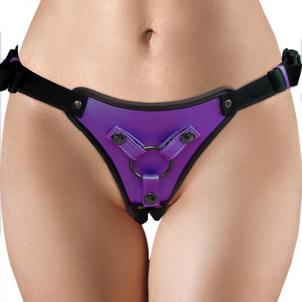 Ouch! Metallic Strap On Harness Metallic Purple Sex Toy Product
