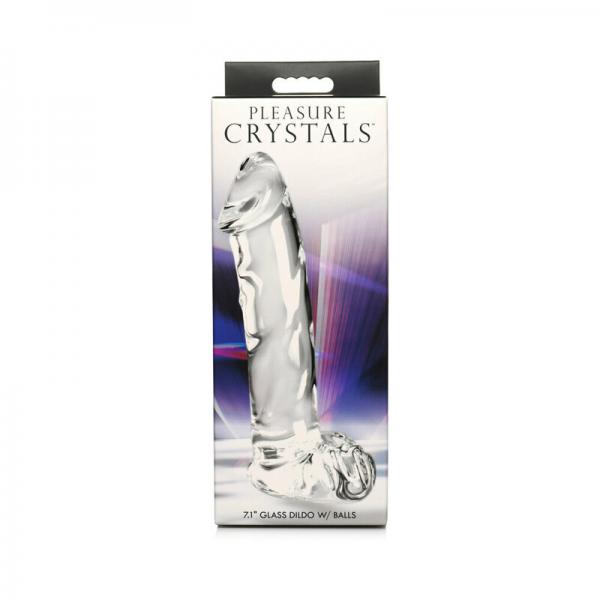 Pleasure Crystals 7.1 In. Glass Dildo With Balls Sex Toy Product