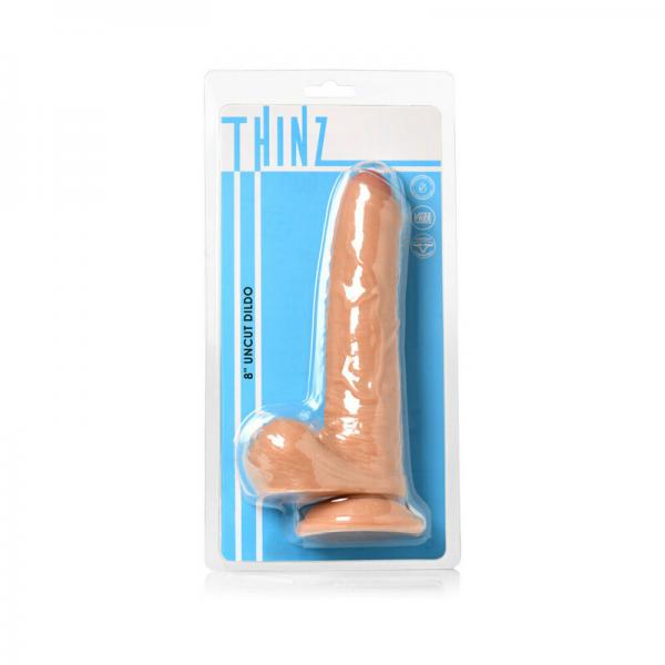 Thinz Uncut 7.3 In. Dildo With Balls Light Sex Toy Product