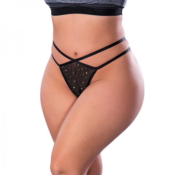 Magic Silk Glitz & Glam Split Crotch Thong Black Queen Size Sex Toy Product