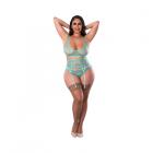 Magic Silk Soft Petals Bralette, Waist Cincher And Panty Set Aqua Queen Size Sex Toy Product