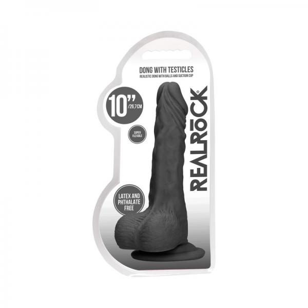 Realrock Skin 10 In. Dildo With Balls Black Sex Toy Product