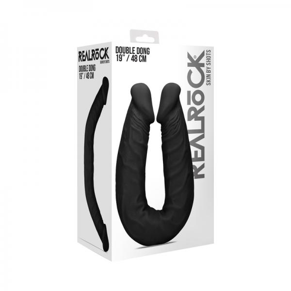Realrock Skin Double Dong 18 In. Flexible Dual-ended Dildo Black Sex Toy Product