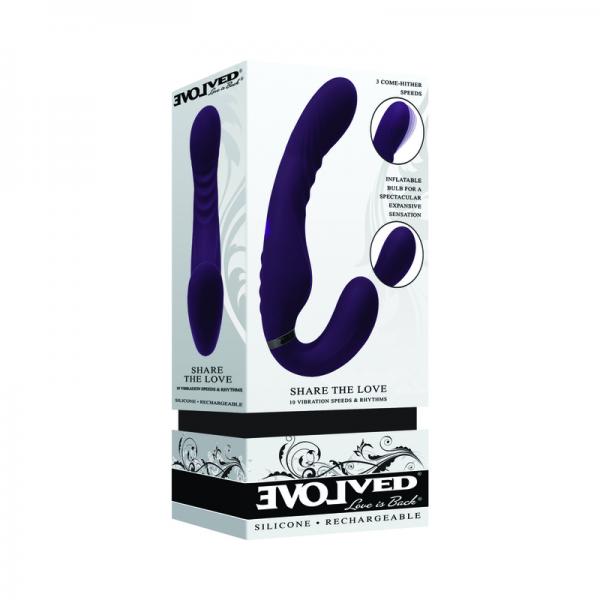 Evolved Share The Love Rechargeable Inflateable Strapless Strap On Silicone Purple Sex Toy Product