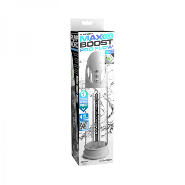 Pump Worx Max Boost Pro Flow White/clear Sex Toy Product