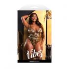 Fantasy Lingerie Vibes Boujee Cut-out Shattered Foil Mesh Bodysuit Queen Size Sex Toy Product