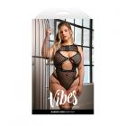 Fantasy Lingerie Vibes Barbed Wire Fishnet Zippered Bodysuit Queen Size Sex Toy Product