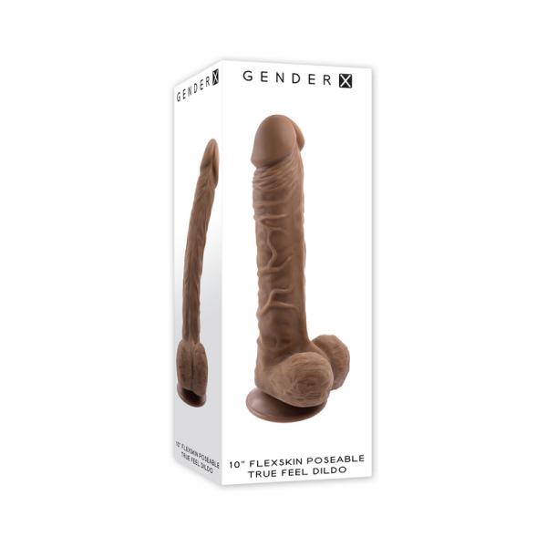 Gender X 10 In. Flexskin Poseable Truefeel Dildo Dark Sex Toy Product