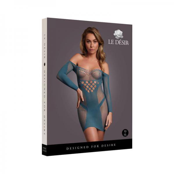 Le Desir Long-sleeved Net Mini Dress Ocean Deep O/s Sex Toy Product