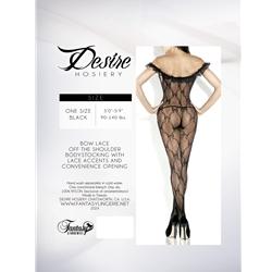 Bow Pattern Bodystocking W/ Off Shoulder Ruffle Queen Sex Toy Product