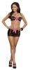 Bra, Skirt and G-String Black Sequin Lace S/M
