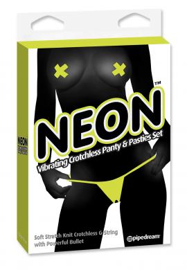 Neon Vibrating Panty and Pasty Set Green