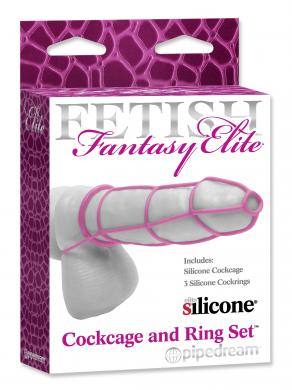 Fetish Fantasy Elite Cockcage and Ring Set Pink