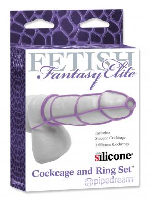 Fetish Fantasy Elite Cockcage and Ring Set Purple