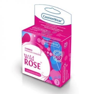 Wild Rose Ribbed Lubricated Condoms 3Pk Sex Toy Product