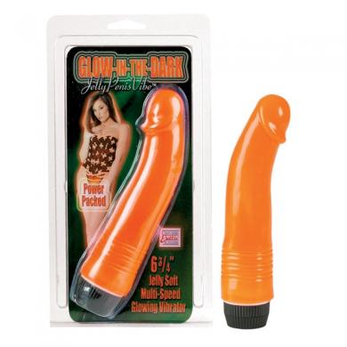 Glow in the Dark Vibrating Jelly Dildo-Orange