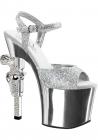 Revolver Gun Heel Glitter Silver Sandals Size 6 Sex Toy Product