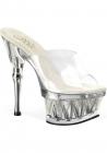 Spiky Clear Silver Glitter Stiletto Sandals Size 6 Sex Toy Product