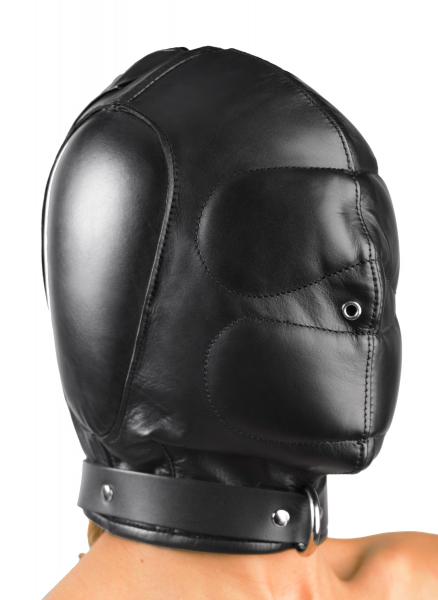 Padded Leather Hood Medium/Large Black Sex Toy Product