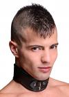 Locking Posture Collar Black Leather Sex Toy Product