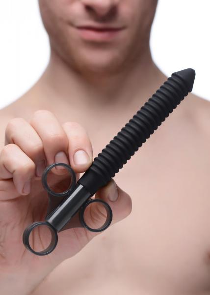 Clean Stream Ribbed Silicone Lubricant Launcher Black Sex Toy Product