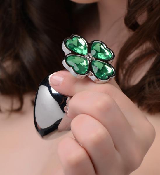 Booty Sparks Lucky Clover Gem Anal Plug Large Silver Sex Toy Product