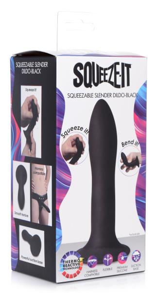 Squeezable Slender Dildo - Black Sex Toy Product