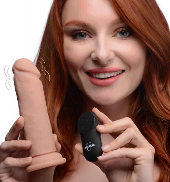 Power Player 28x Vibrating Silicone Dildo With Remote - Light Sex Toy Product