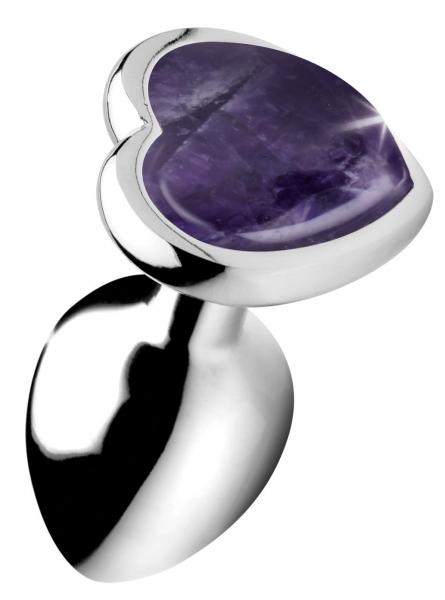 Genuine Amethyst Gemstone Heart Anal Plug - Small Sex Toy Product