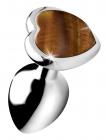Authentic Tigers Eye Gemstone Heart Anal Plug - Small Sex Toy Product