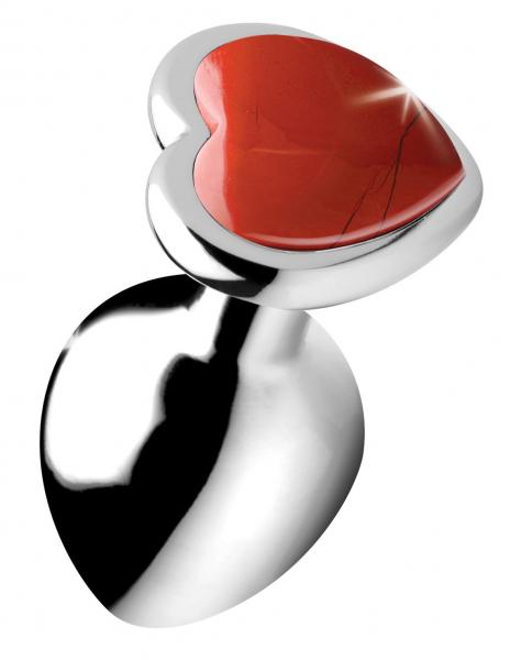 Authentic Red Jasper Gemstone Heart Anal Plug - Medium Sex Toy Product