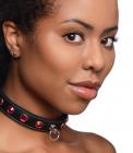 Fierce Vixen Leather Choker With Rhinestones - Red Sex Toy Product